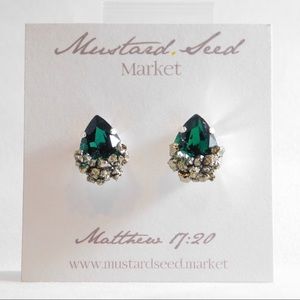 Emerald Crystal Stud Earrings | SILVER Setting